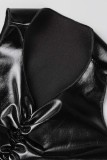 Negro Sexy Casual Sólido Básico O Cuello Sin mangas Dos piezas