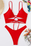 Maillots de bain dos nu bandage solide rouge sexy