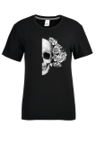 Svart Street Vintage Print Skull O Neck T-shirts