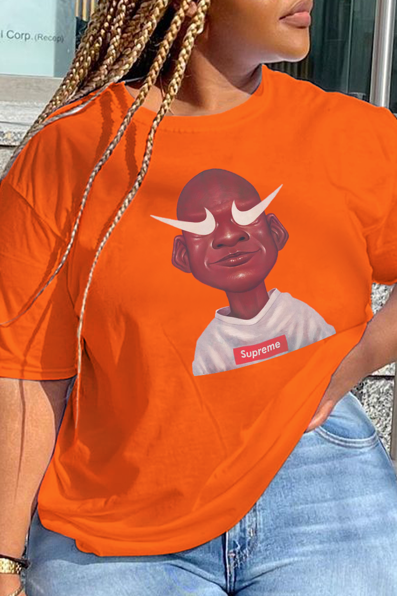 

Orange Street Print Patchwork O Neck T-Shirts