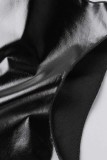 Negro Sexy Casual Sólido Básico O Cuello Sin mangas Dos piezas