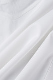 Blanco Sexy Casual Patchwork Perforación en caliente O Cuello transparente Vestidos de manga larga
