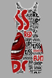 Roter Skinny-Strampler im Patchwork-Stil mit O-Ausschnitt und Street-Print