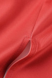 Vestidos saia de um passo com estampa de patchwork vermelho sexy com mudança gradual