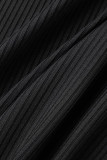 Черные сексуальные однотонные лоскутные платья с круглым вырезом и юбкой-карандашом