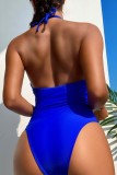 Costumi da bagno senza schienale scavati con fasciatura sexy blu reale (con imbottiture)