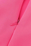 Розово-красный сексуальный однотонный пэчворк с открытыми плечами и коротким рукавом из двух частей