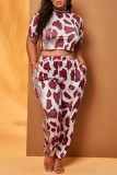 Rouge Casual Sweet Print Basic Plus Size Two Pieces