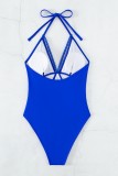 Costumi da bagno senza schienale scavati con fasciatura sexy blu reale (con imbottiture)