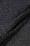 Black Sexy Solid Patchwork Asymmetrical Oblique Collar Irregular Dress Dresses