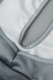 Abbigliamento sportivo sexy grigio stampa a cambiamento graduale scavato patchwork senza maniche due pezzi