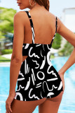 Kleur casual print backless swimwears
