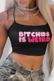 Pink Sexy Print Letter O Neck T-Shirts