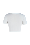 T-shirts à col en V imprimés sexy bleu blanc