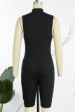Macacão skinny casual bordô para roupas esportivas básicas sólidas com gola de zíper
