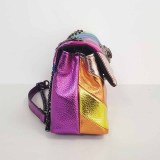 Пурпурные повседневные уличные сумки с цепочками в стиле пэчворк