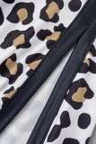 Gelbe Casual Print Leopard Patchwork Cardigan Oberbekleidung
