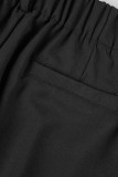 Parte inferior de color sólido recto de cintura alta de patchwork sólido casual negro