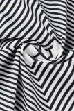 Schwarzes, lässiges geometrisches Patchwork-Hemdkleid mit Umlegekragen (ohne Gürtel)