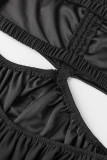 Zwarte sexy stevige patchwork rugloze halter rechte jumpsuits