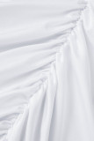 Branco sexy casual sólido vazado dobrado no pescoço sem mangas duas peças