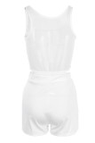 Branco sexy sólido transparente sem costas com decote em U sem mangas duas peças