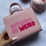 Pink Casual Street Print Patchwork Zipper Bags