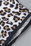 Vêtement d'extérieur décontracté imprimé léopard patchwork blanc