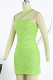 Ljusgröna sexiga solida rygglösa axelbandslösa klänningar