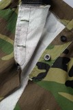 Brauner, lässiger Camouflage-Druck, Schlitz, normale, hohe Taille, konventionelle Röcke mit vollem Druck