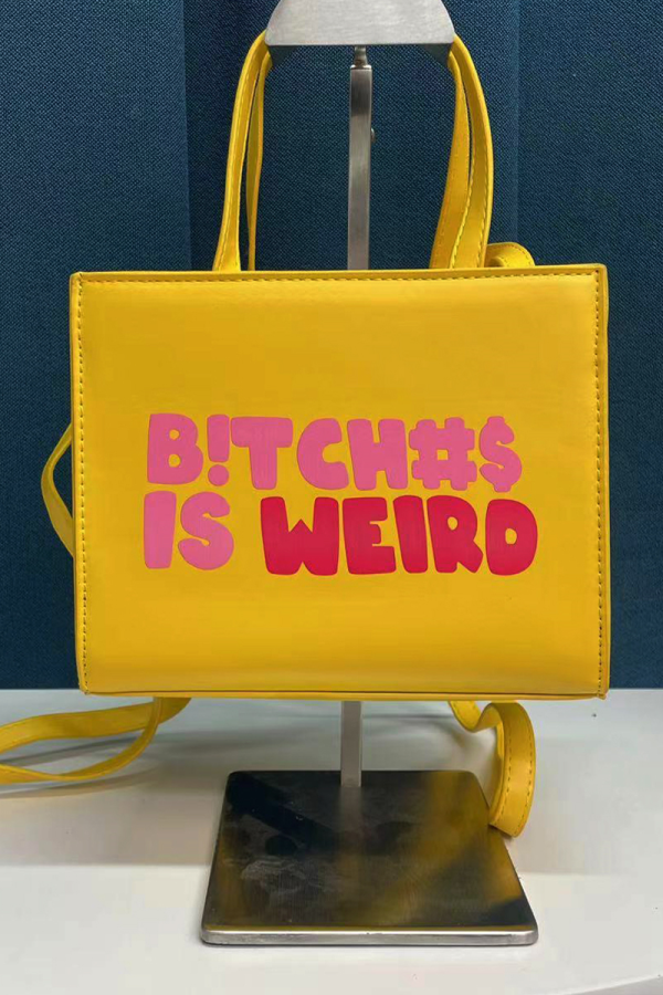 Gelbe Patchwork-Reißverschlusstaschen mit lässigem Street-Print