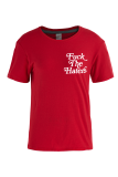 T-shirt con scollo a O con stampa vintage casual rossa