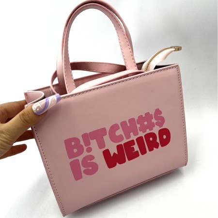 Pink Casual Street Print Patchwork Zipper Bags