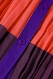Jupe plissée patchwork classique taille haute multicolore