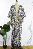 Weiße Casual Print Leopard Patchwork Cardigan Oberbekleidung