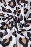 Vêtement d'extérieur jaune imprimé décontracté léopard patchwork cardigan