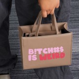 Rosa lässige Patchwork-Reißverschlusstaschen mit Street-Print