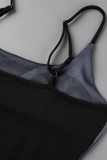 Серые сексуальные платья с принтом в стиле пэчворк и U-образным вырезом