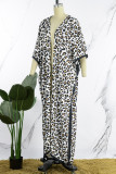 Geel casual print luipaard patchwork vest bovenkleding