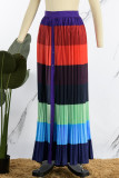 Многоцветная повседневная контрастная плиссированная юбка в стиле пэчворк с высокой талией
