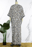 Capispalla cardigan patchwork leopardo con stampa casual bianca