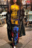 Цветной сексуальный уличный принт в стиле пэчворк, прозрачные асимметричные платья с круглым вырезом, нерегулярные платья с завязками