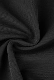 Parte inferior de color sólido recto de cintura alta de patchwork sólido casual negro