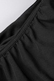 Черная повседневная однотонная базовая юбка с V-образным вырезом Платья больших размеров