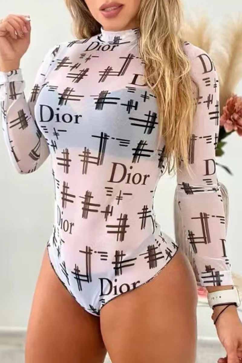 

White Sexy Print Letter Swimwears