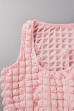 Due pezzi senza maniche con cinturino senza maniche con patchwork solido rosa