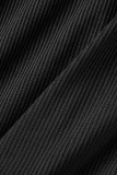 Ropa deportiva casual negra Cuello cuadrado de patchwork sólido Dos piezas