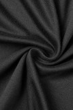 黒のセクシーなソリッド中空パッチワーク V ネック トランペット マーメイド ドレス