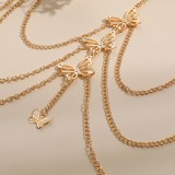 Gold Sexy Solid Patchwork Chains Butterfly Leg Chain