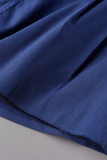 Hellblaue, sexy, einfarbige Patchwork-Falte, normale hohe Taille, Typ A, einfarbige Unterteile